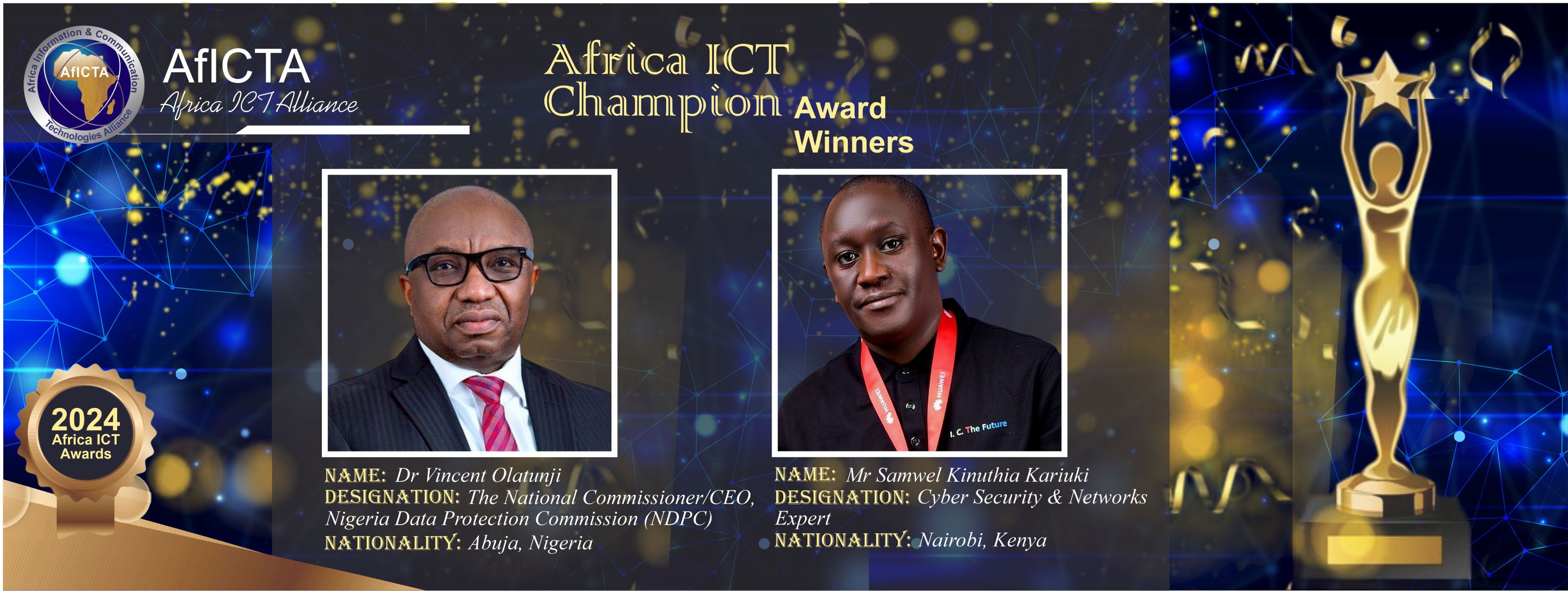 AfICTA Celebrates Excellence, Honors Dr. Vincent Olatunji, Mr Samwel Kinuthia Kariuki, others at the 12th Africa ICT Awards Ceremony