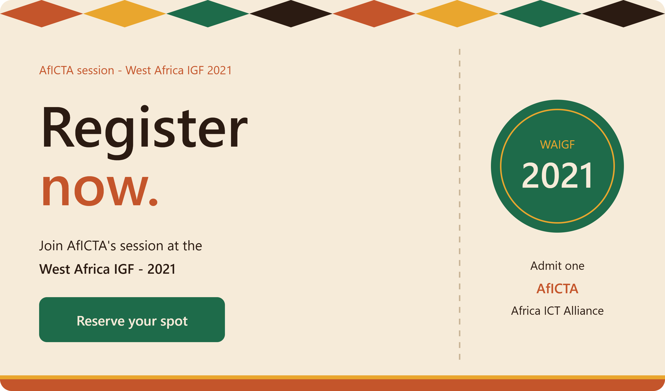 Register Now for the AfICTA's Session @ the West Africa IGF - 2021