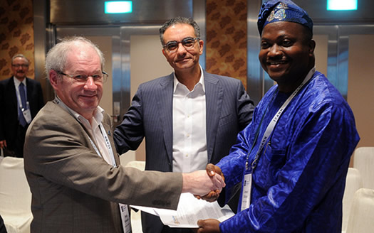 l-r: Judi Vansnick, GKPF, Fadi Chehade, ICANN President/CEO & Jimson Olufuye AfICTA Chair